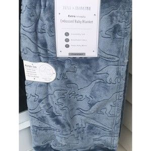 Just Imagine Embossed Baby Blanket Blue,Dinosaurs  Snuggly Soft Fleece 3…